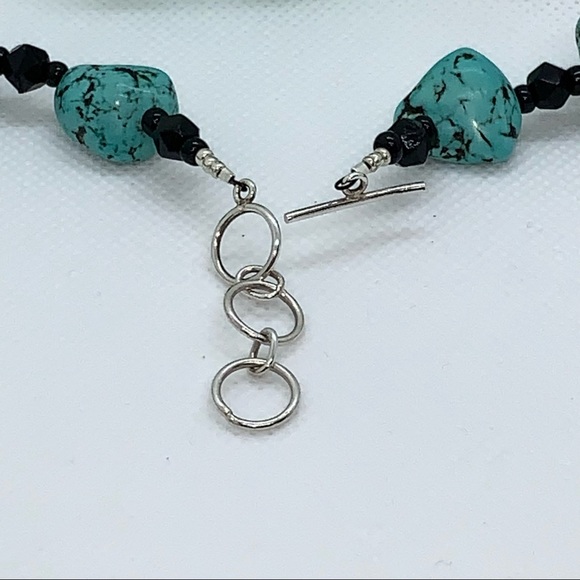 Handcrafted “Paisley” Turquoise Howlite Necklace & Earrings 925 - Picture 6 of 11